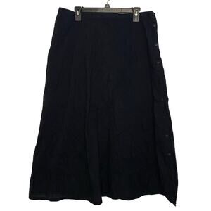 April Cornell Black Maxi Skirt Size XL Peasant Grunge Punk Academia Lined Button